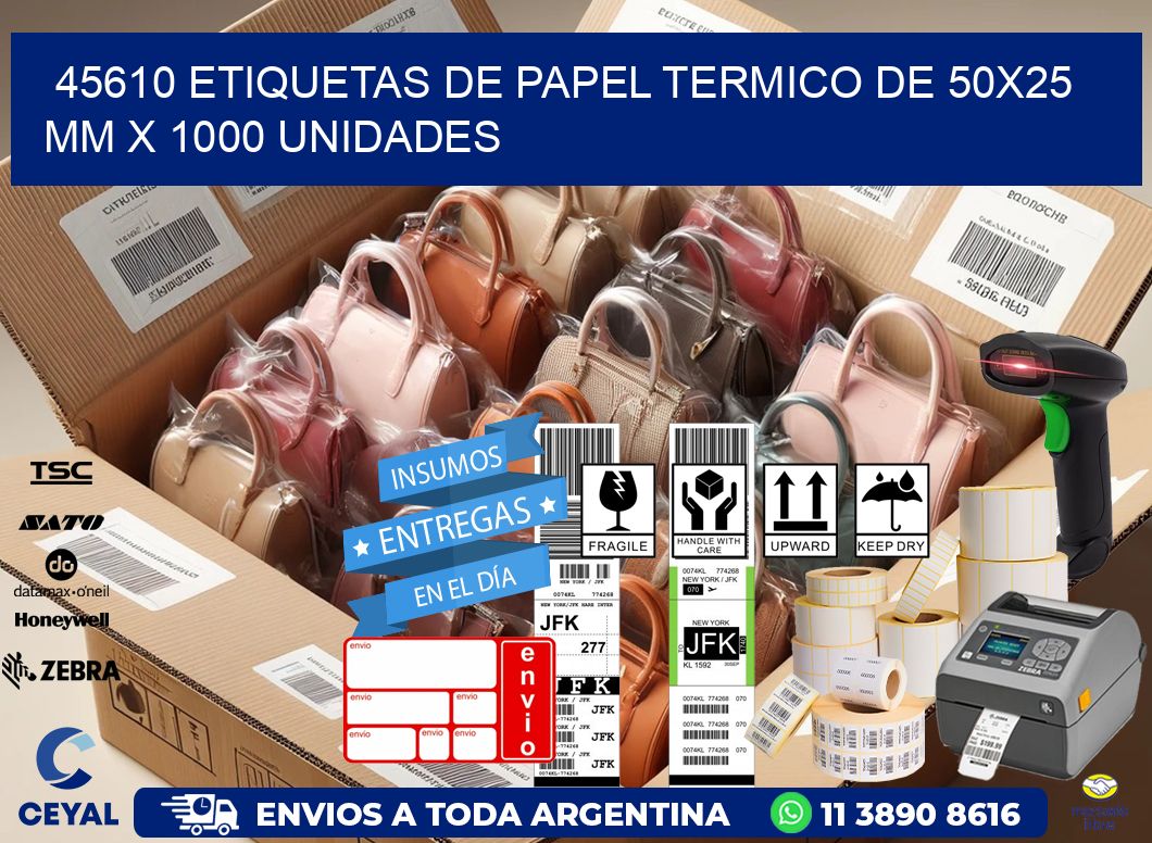 45610 Etiquetas De Papel Termico De 50x25 Mm X 1000 Unidades