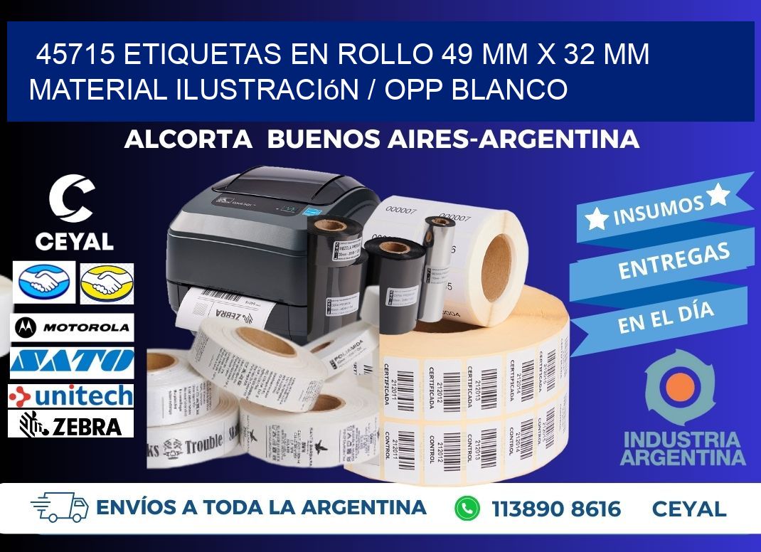 45715 Etiquetas en rollo 49 mm x 32 mm material Ilustración / OPP Blanco
