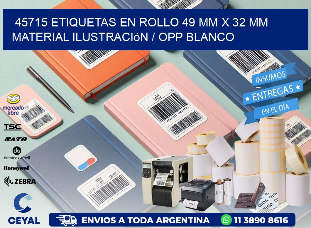 45715 Etiquetas en rollo 49 mm x 32 mm material Ilustración / OPP Blanco
