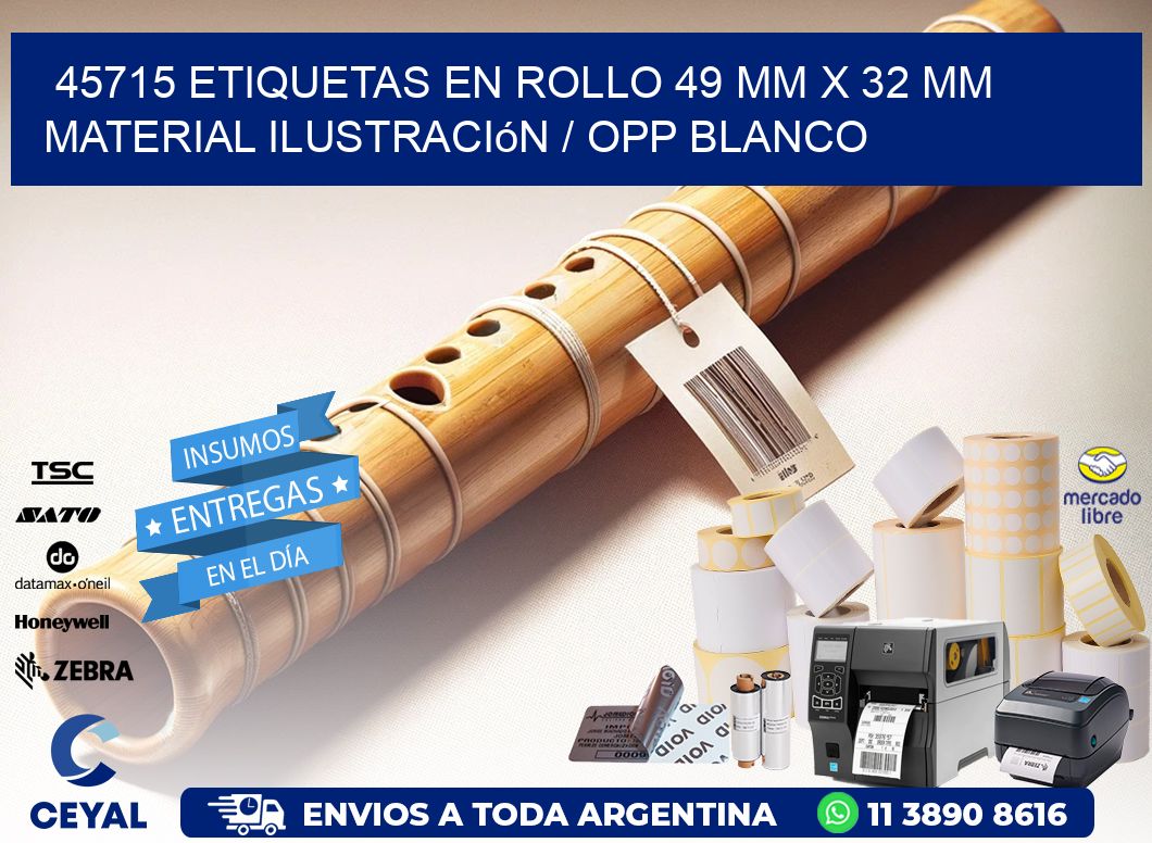 45715 Etiquetas en rollo 49 mm x 32 mm material Ilustración / OPP Blanco