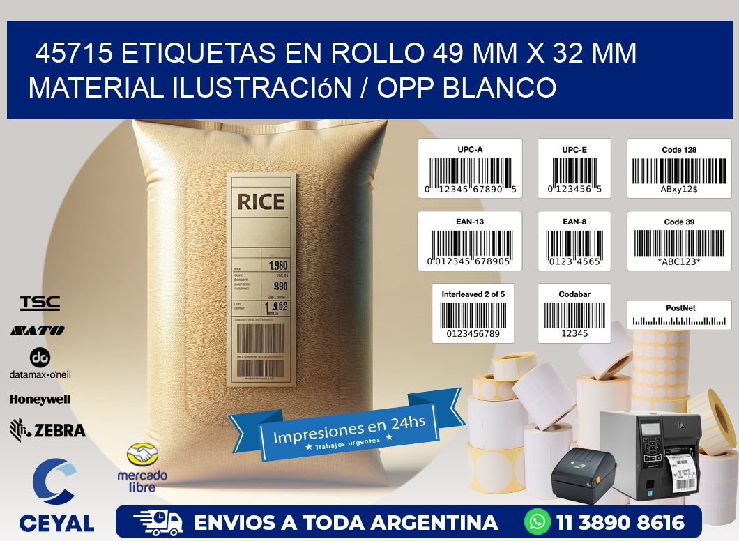 45715 Etiquetas en rollo 49 mm x 32 mm material Ilustración / OPP Blanco