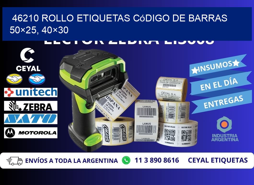 46210 rollo etiquetas código de barras 50×25, 40×30