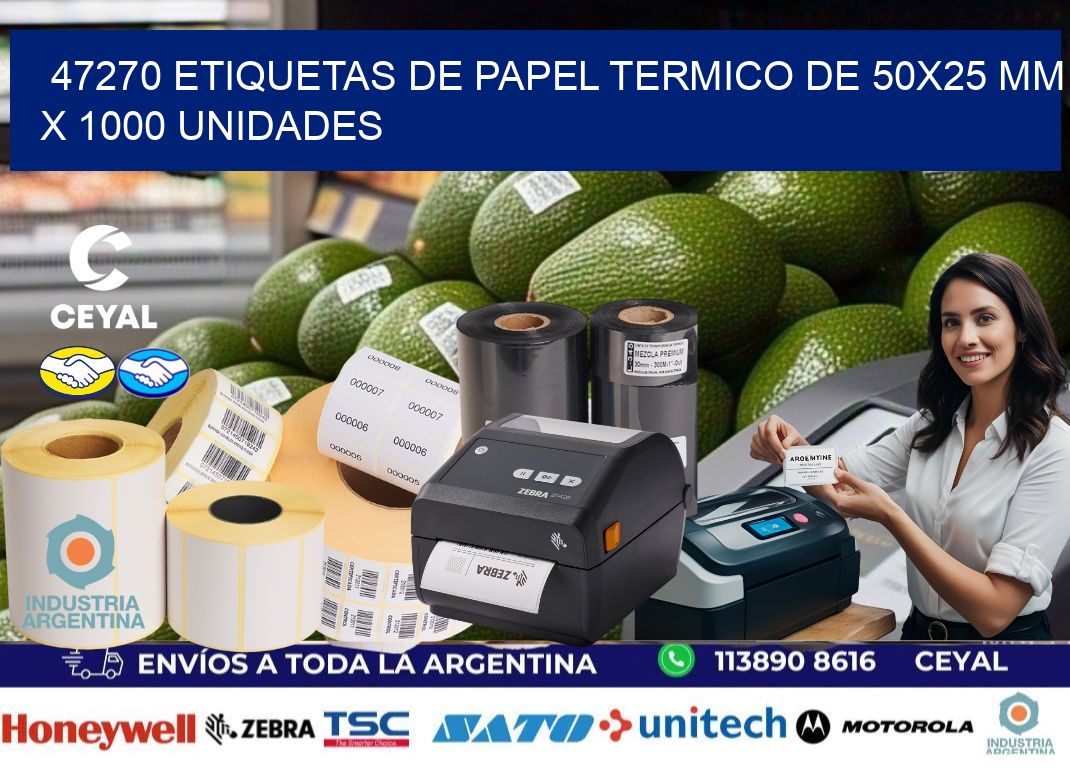 47270 Etiquetas De Papel Termico De 50x25 Mm X 1000 Unidades