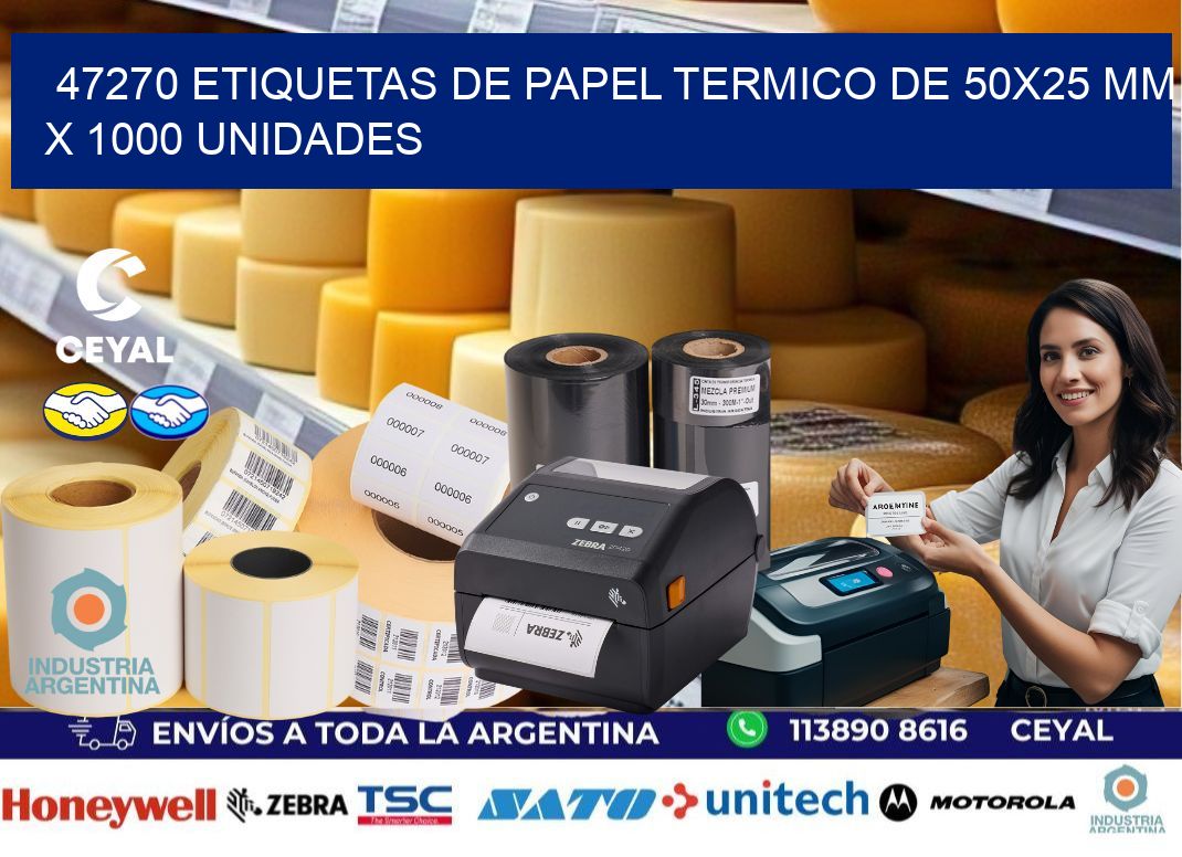 47270 Etiquetas De Papel Termico De 50x25 Mm X 1000 Unidades