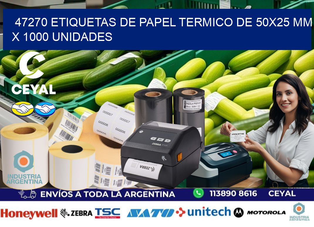 47270 Etiquetas De Papel Termico De 50×25 Mm X 1000 Unidades