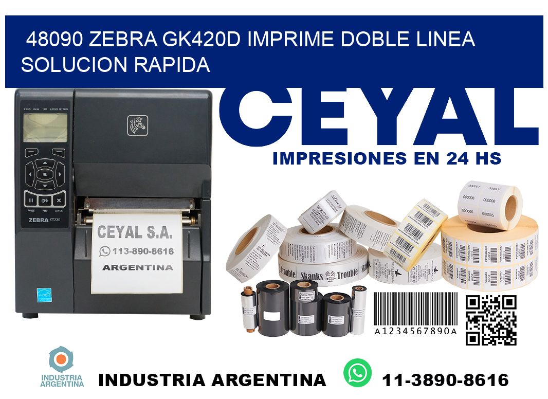 48090 zebra gk420d imprime doble linea solucion rapida