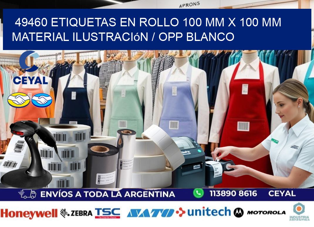 49460 Etiquetas en rollo 100 mm x 100 mm material Ilustración / OPP Blanco