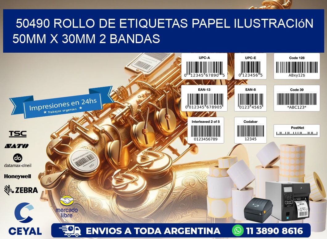50490 Rollo de Etiquetas Papel Ilustración 50mm x 30mm 2 Bandas