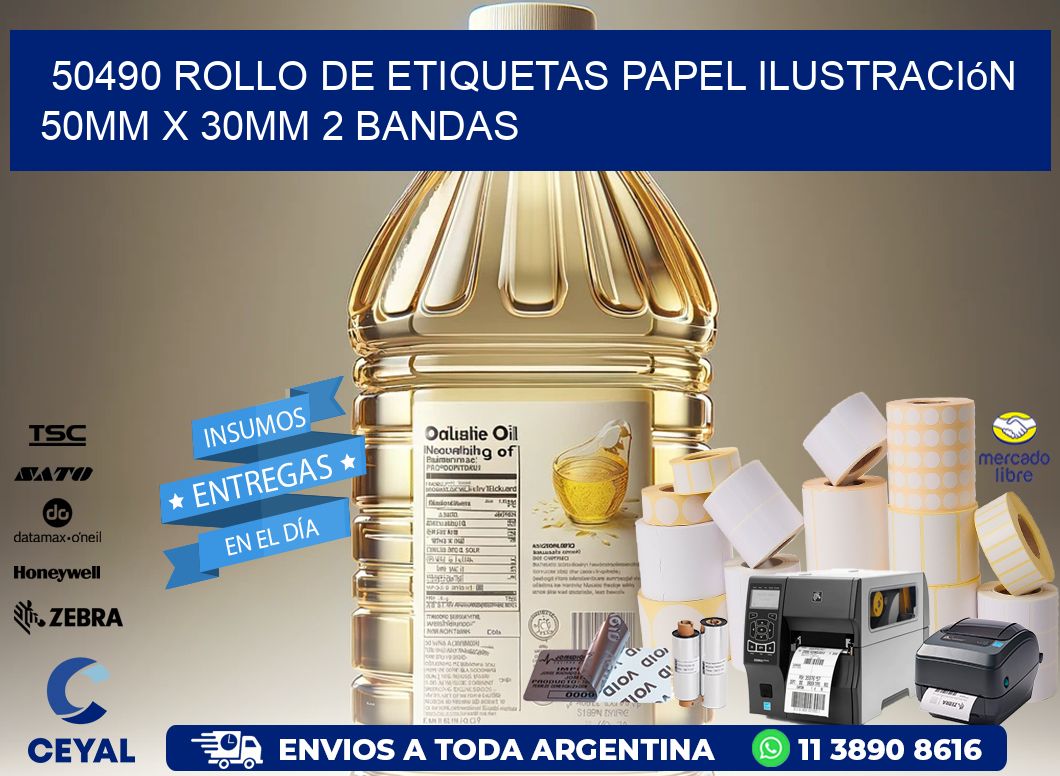 50490 Rollo de Etiquetas Papel Ilustración 50mm x 30mm 2 Bandas