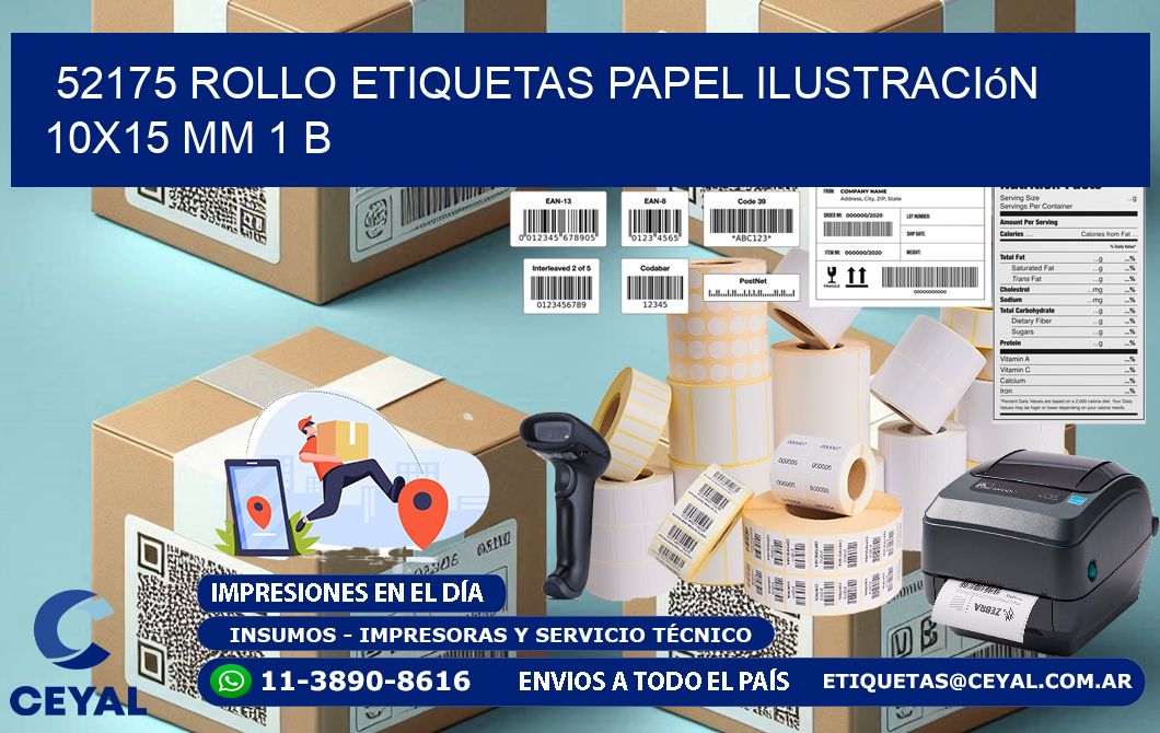 52175 Rollo Etiquetas Papel Ilustración 10x15 Mm 1 B