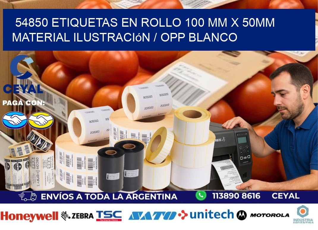54850 Etiquetas en rollo 100 mm x 50mm material Ilustración / OPP Blanco