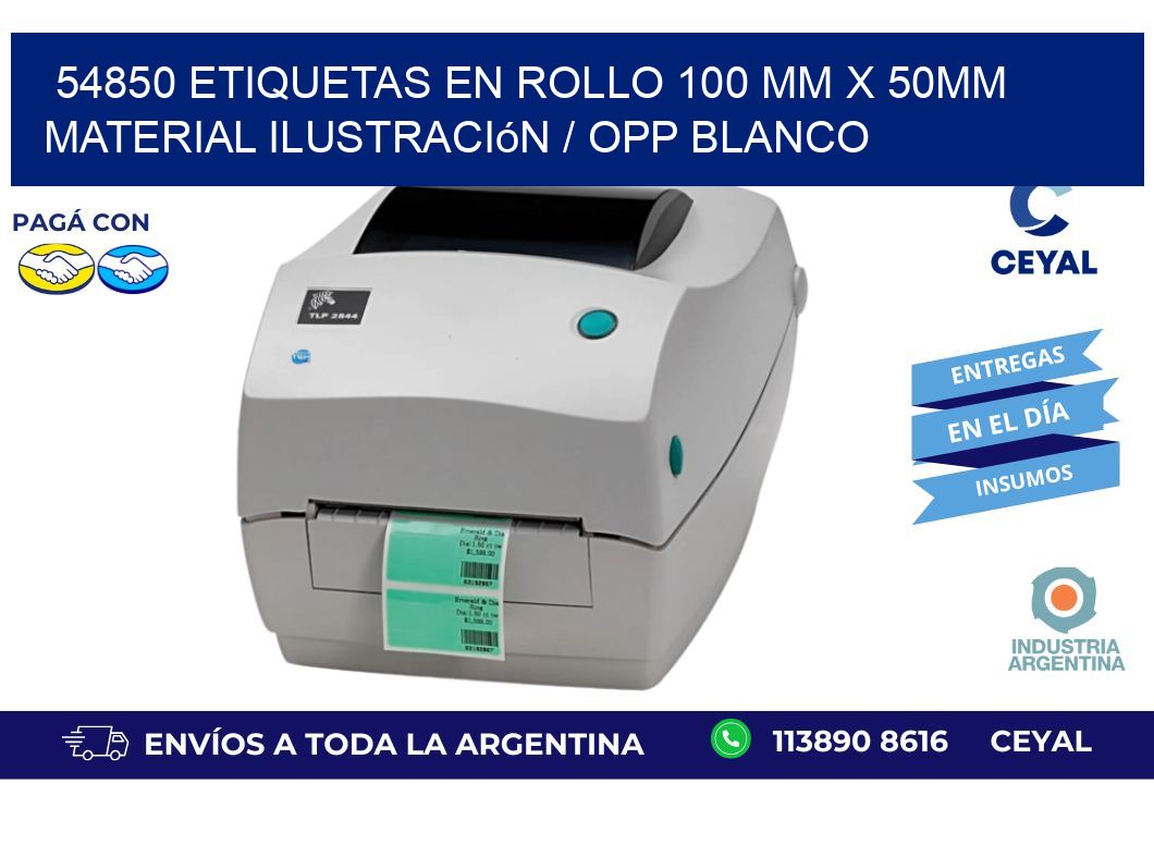 54850 Etiquetas en rollo 100 mm x 50mm material Ilustración / OPP Blanco