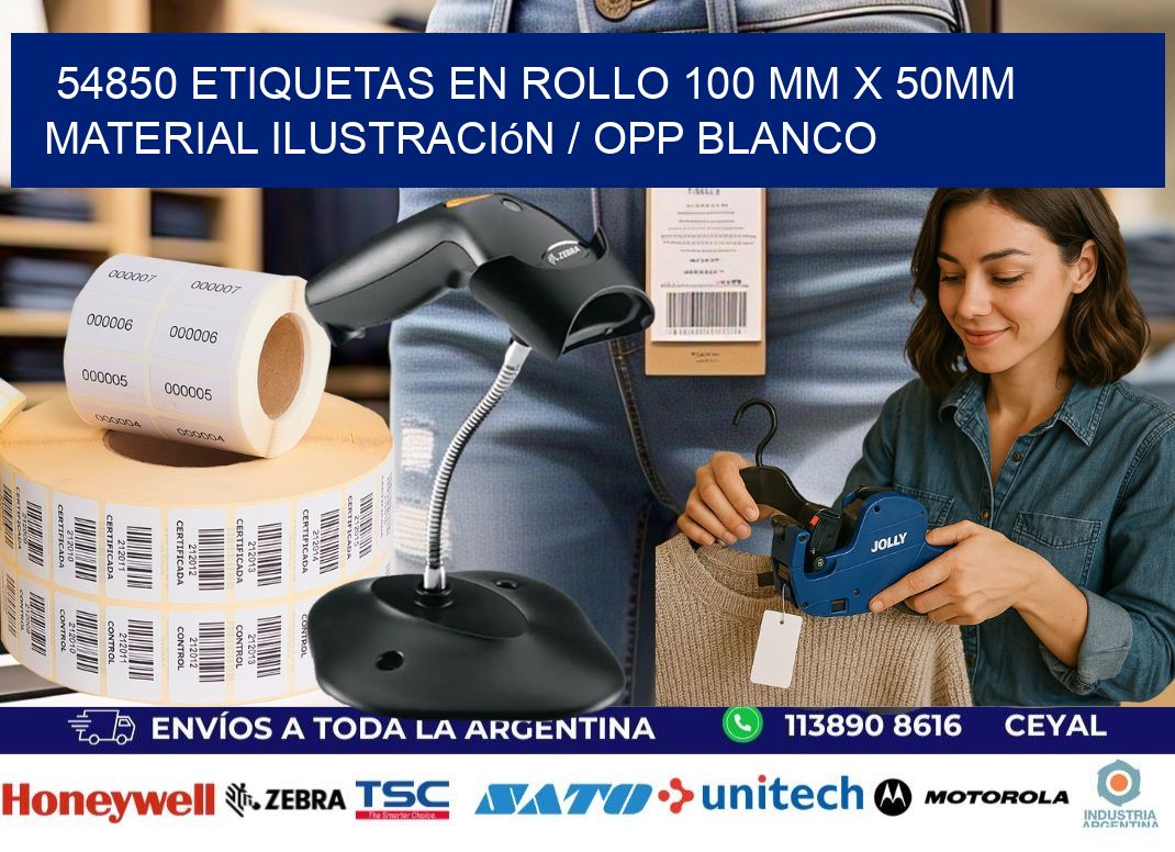 54850 Etiquetas en rollo 100 mm x 50mm material Ilustración / OPP Blanco