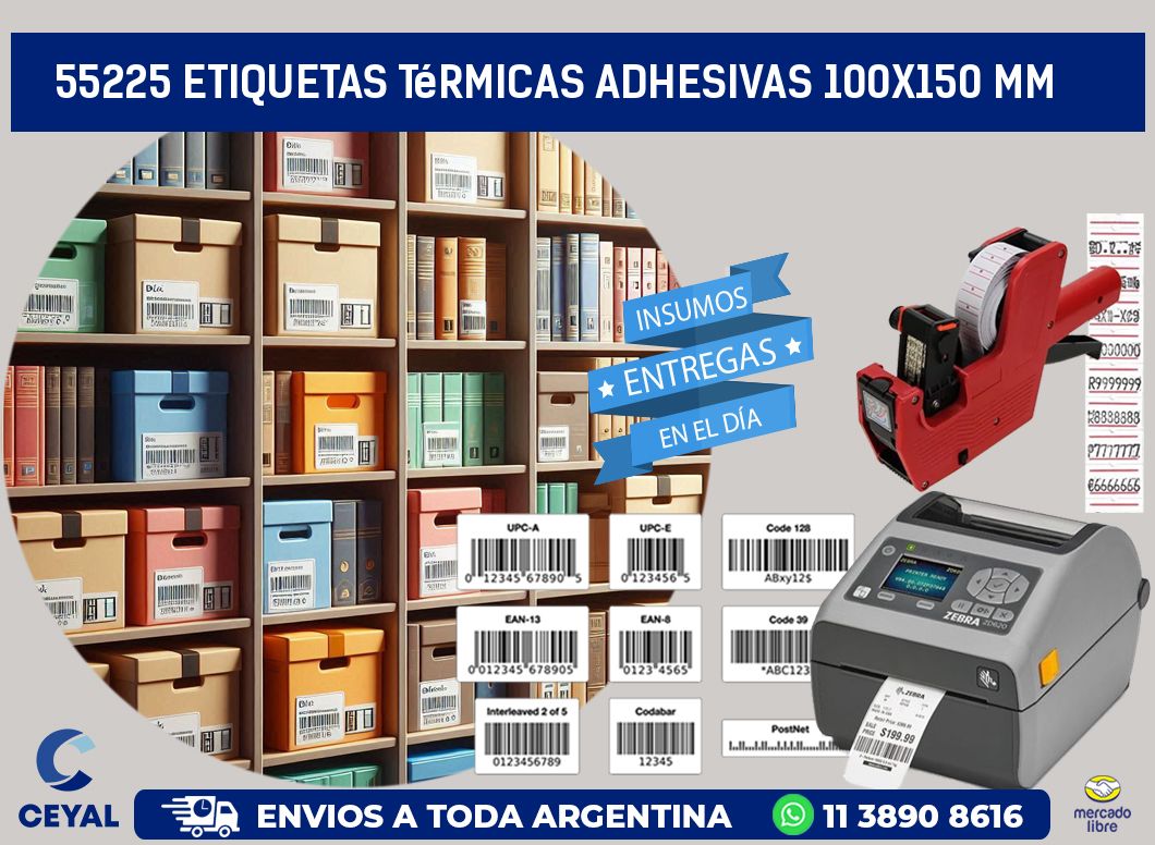 55225 etiquetas térmicas adhesivas 100x150 mm
