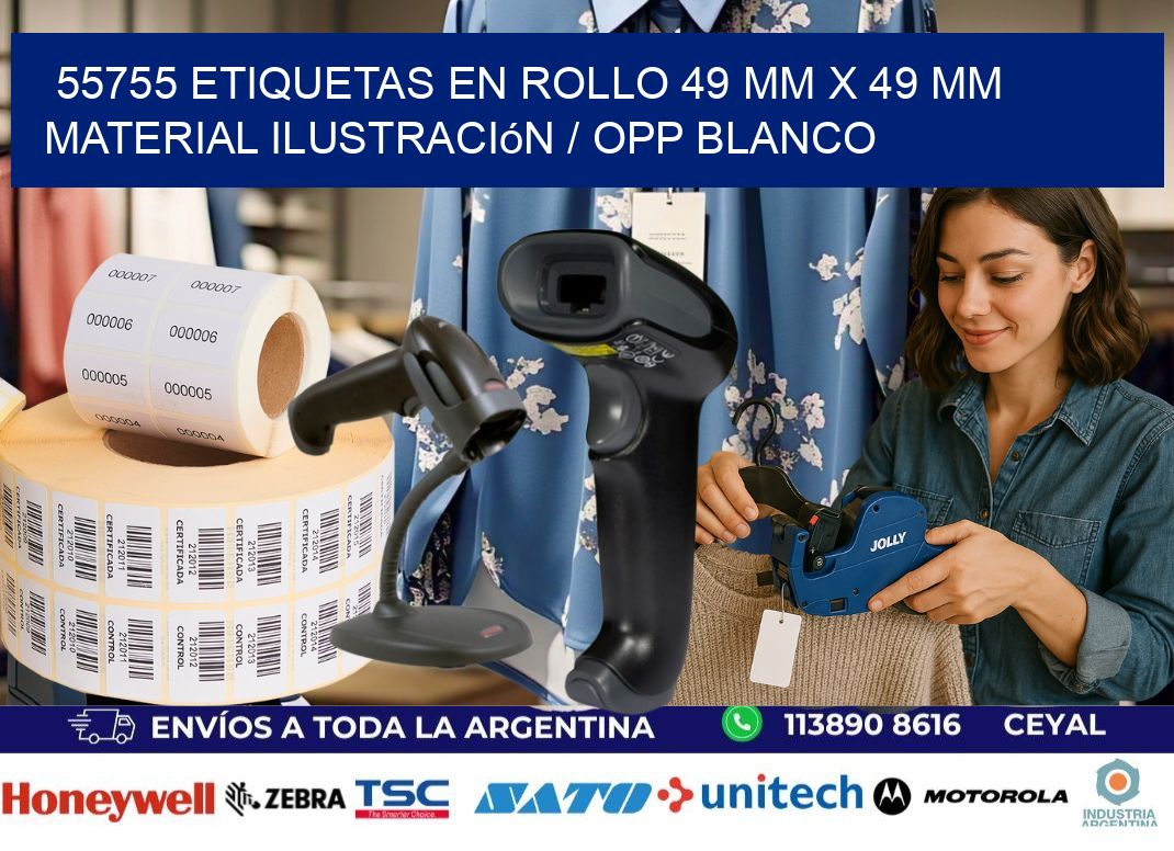 55755 Etiquetas en rollo 49 mm x 49 mm material Ilustración / OPP Blanco
