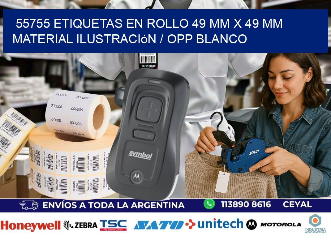 55755 Etiquetas en rollo 49 mm x 49 mm material Ilustración / OPP Blanco
