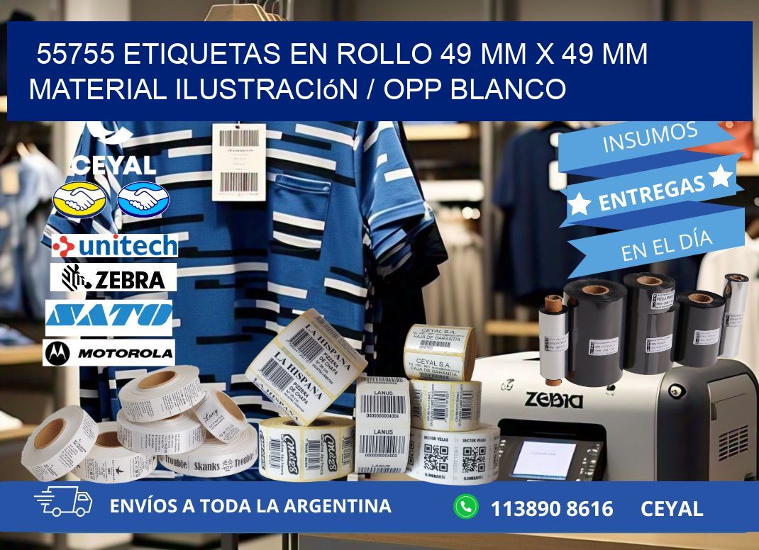 55755 Etiquetas en rollo 49 mm x 49 mm material Ilustración / OPP Blanco