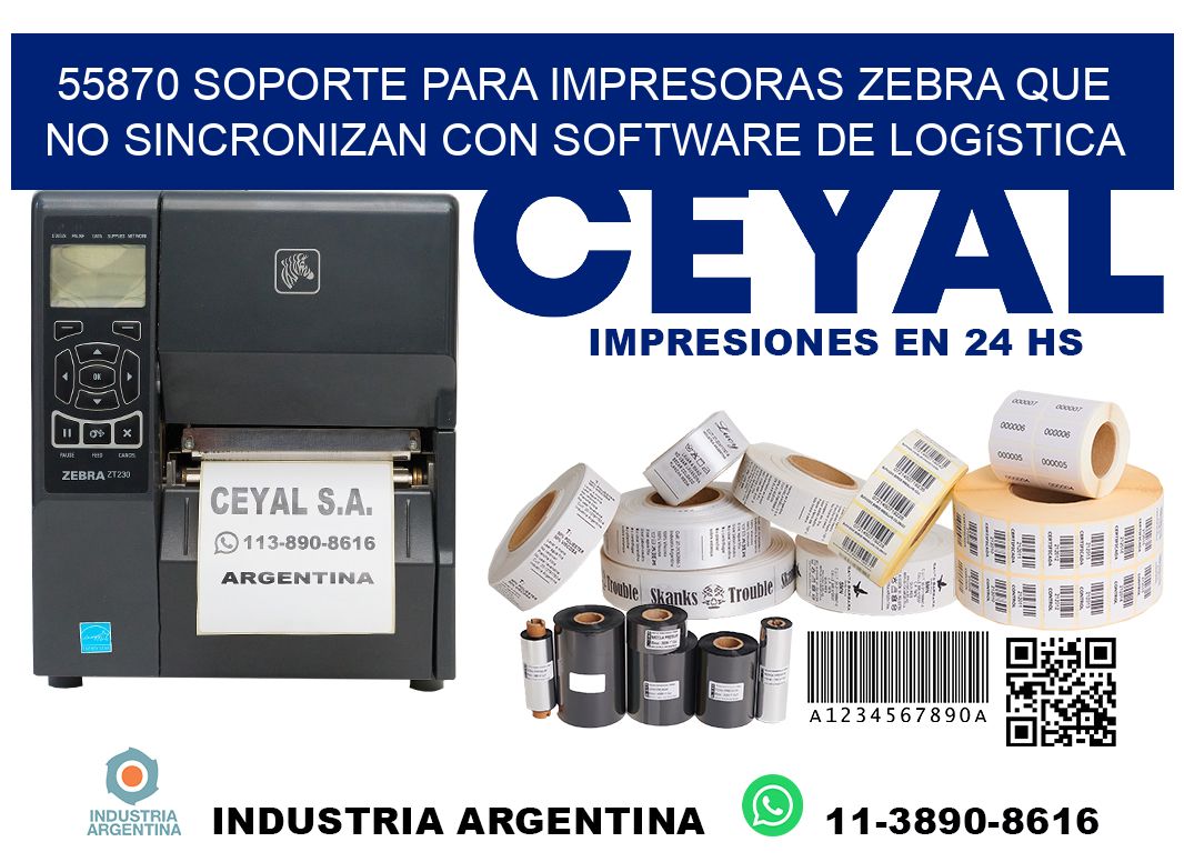55870 soporte para impresoras zebra que no sincronizan con software de logística