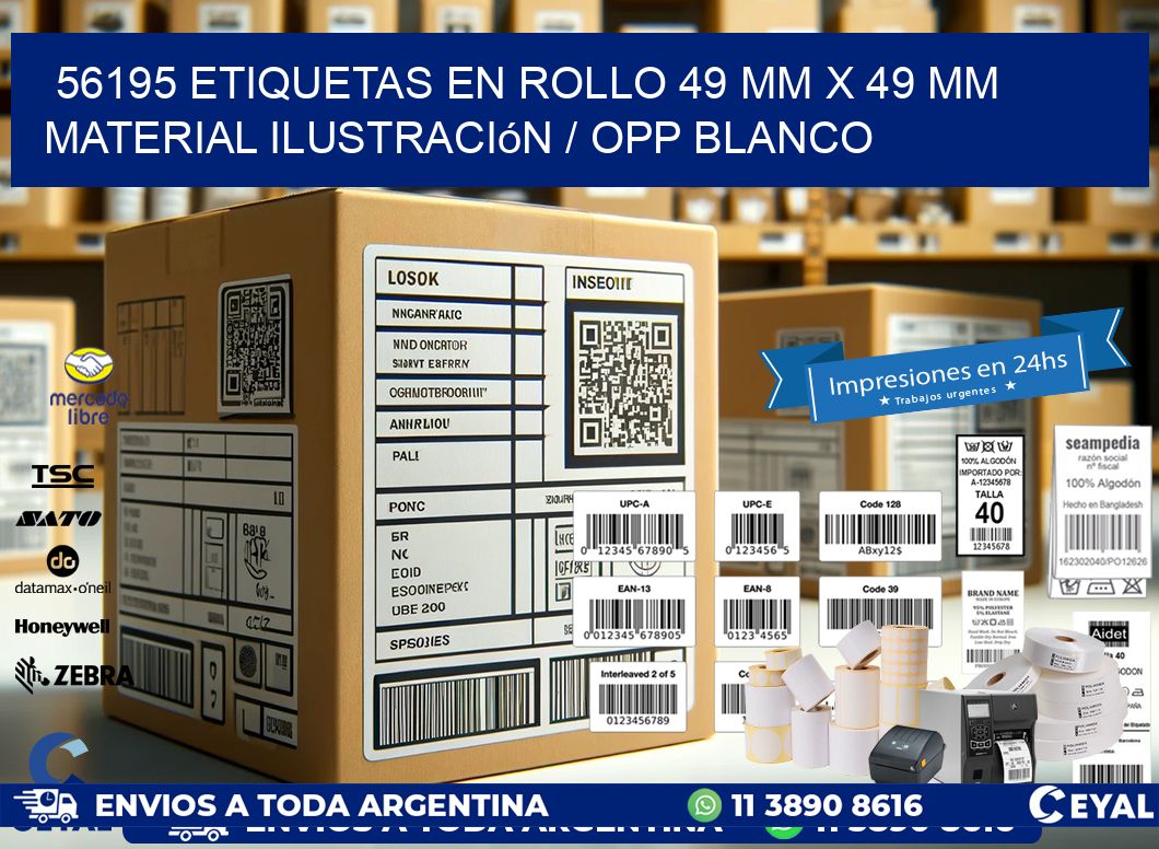 56195 Etiquetas en rollo 49 mm x 49 mm material Ilustración / OPP Blanco