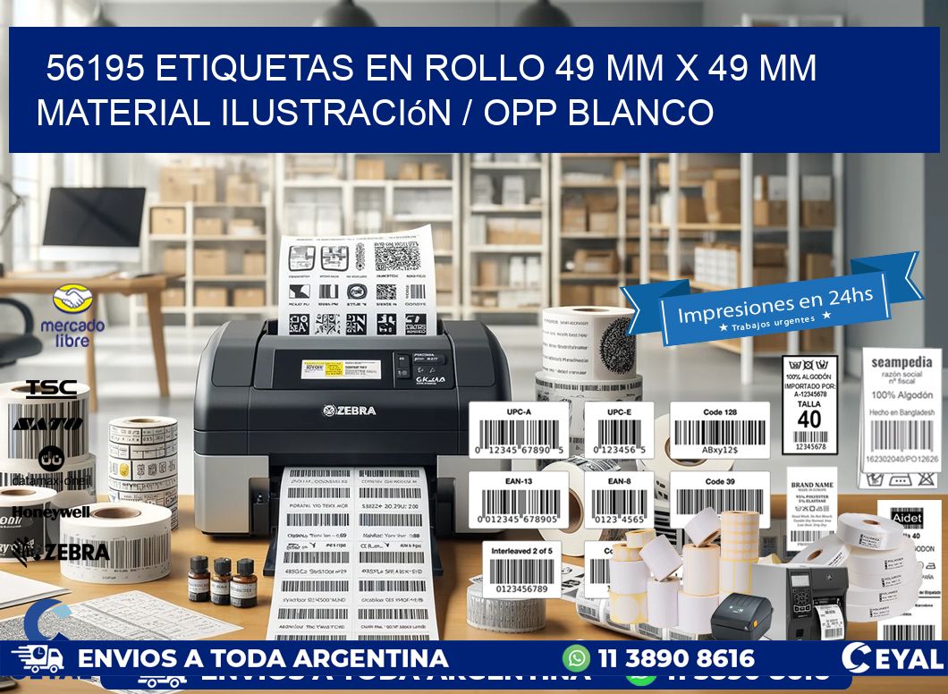 56195 Etiquetas en rollo 49 mm x 49 mm material Ilustración / OPP Blanco