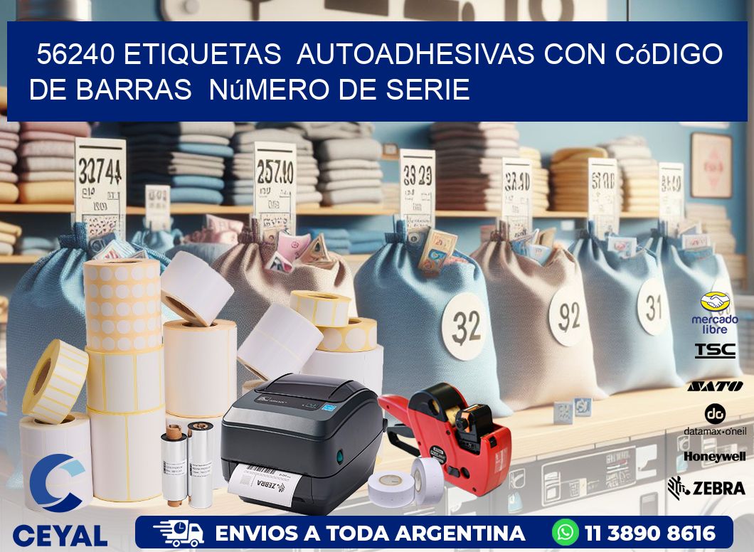 56240 etiquetas autoadhesivas con código de barras número de serie