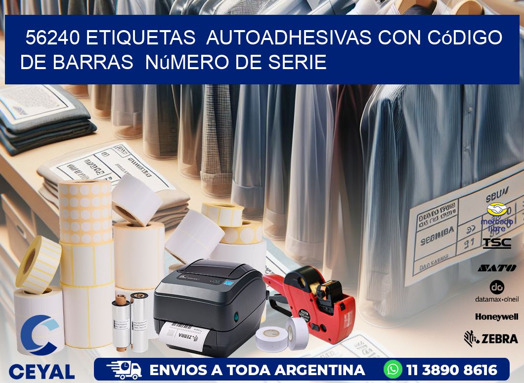 56240 etiquetas autoadhesivas con código de barras número de serie