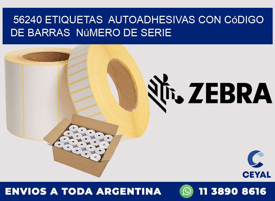 56240 etiquetas autoadhesivas con código de barras número de serie