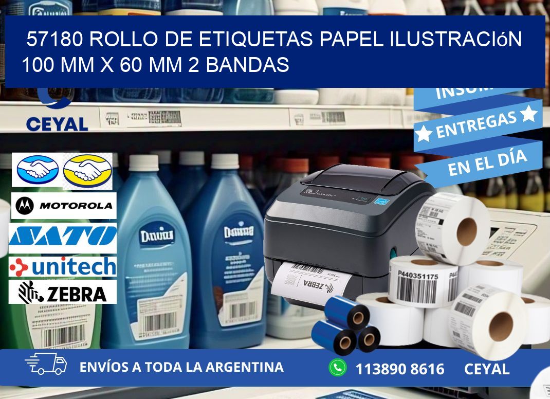 57180 Rollo de Etiquetas Papel Ilustración 100 mm x 60 mm 2 Bandas