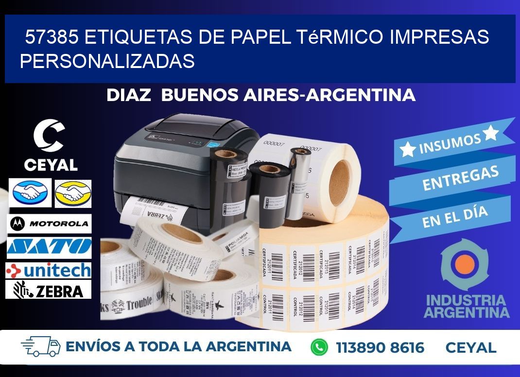 57385 Etiquetas de papel térmico impresas personalizadas
