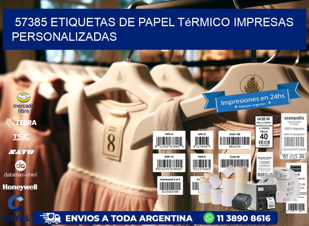 57385 Etiquetas de papel térmico impresas personalizadas