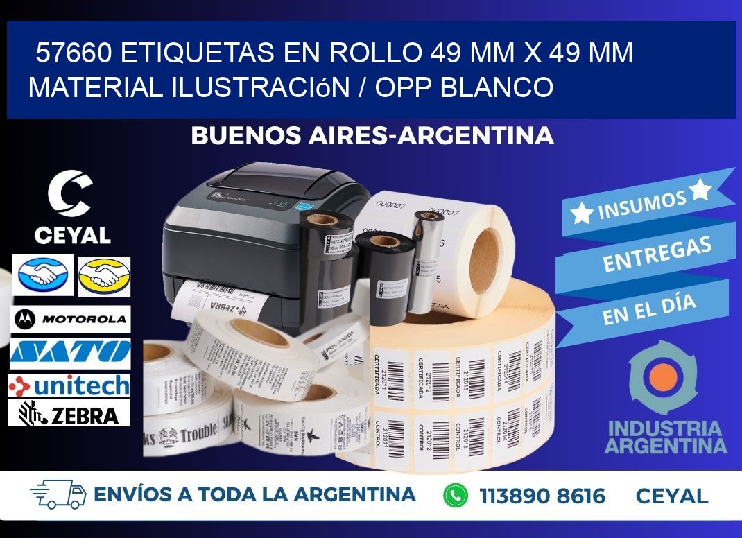 57660 Etiquetas en rollo 49 mm x 49 mm material Ilustración / OPP Blanco