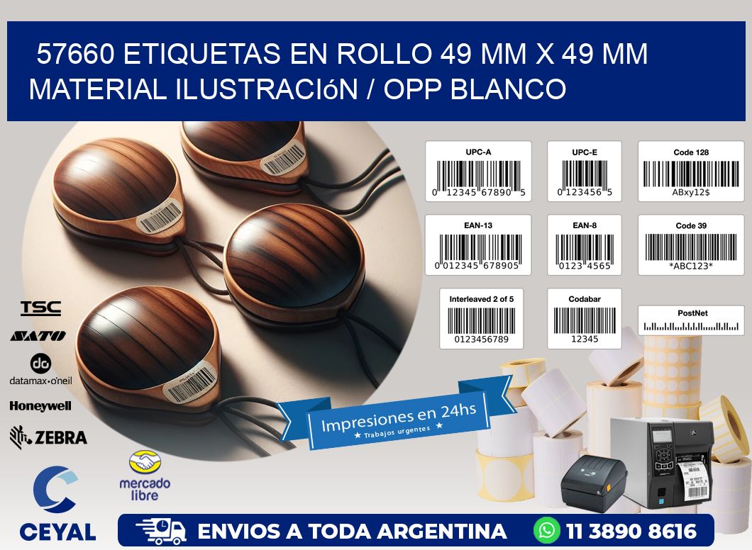 57660 Etiquetas en rollo 49 mm x 49 mm material Ilustración / OPP Blanco