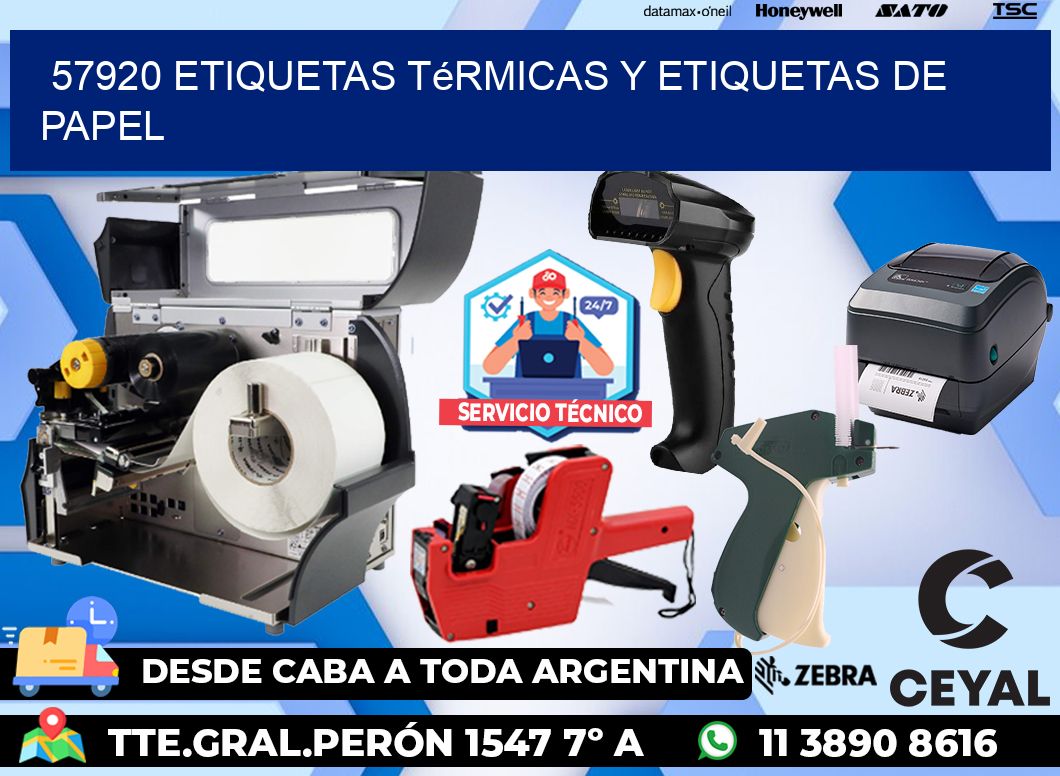 57920 etiquetas térmicas y etiquetas de papel