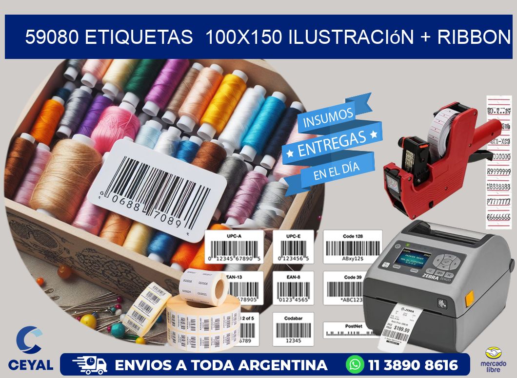 59080 etiquetas  100x150 ilustración + ribbon