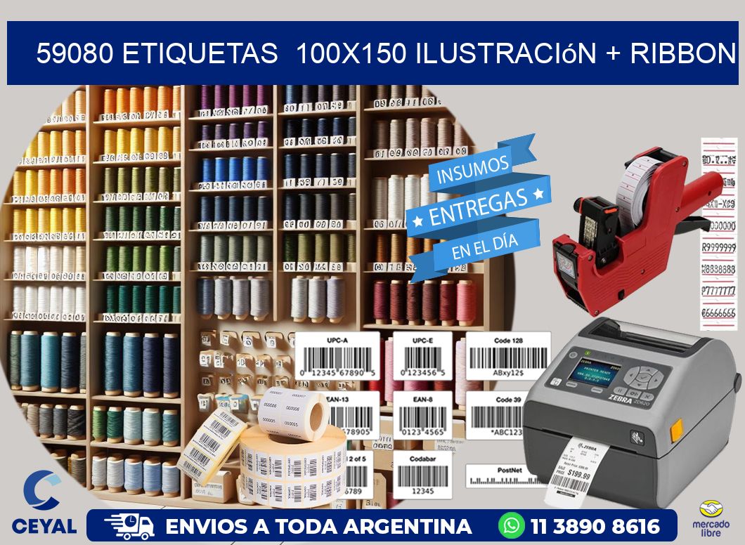 59080 etiquetas  100x150 ilustración + ribbon