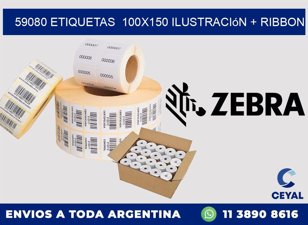 59080 etiquetas  100x150 ilustración + ribbon