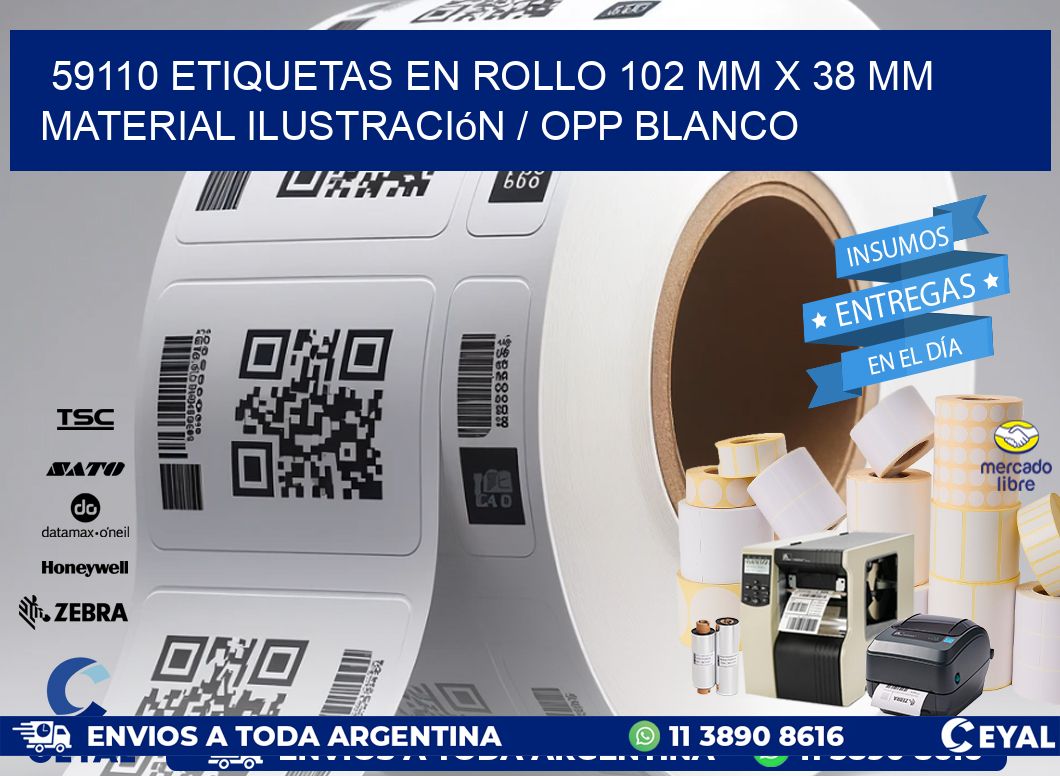 59110 Etiquetas en rollo 102 mm x 38 mm material Ilustración / OPP Blanco