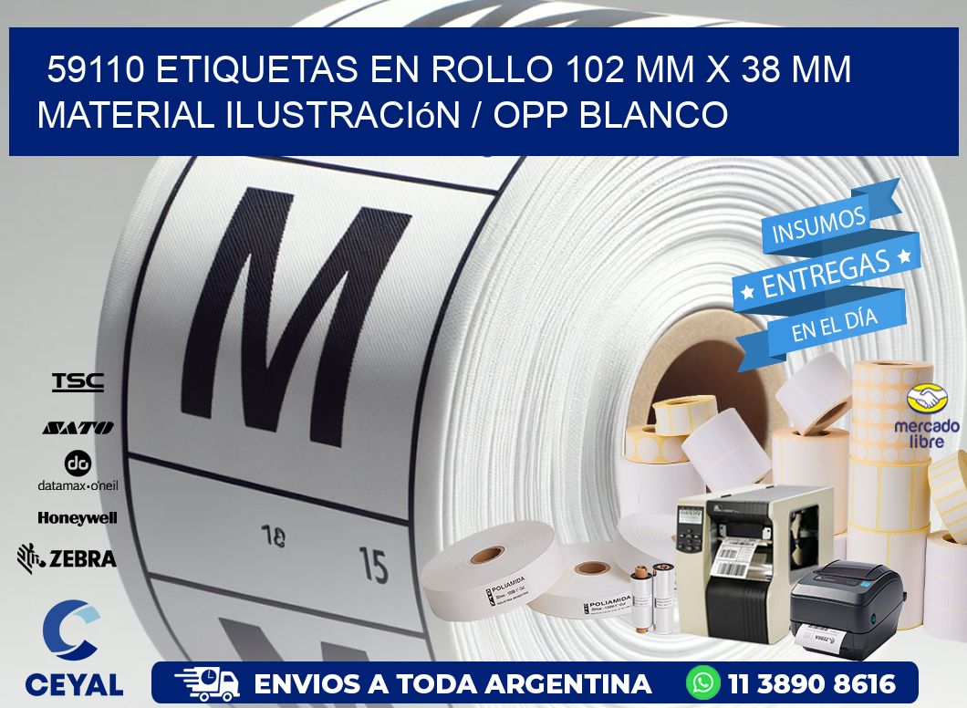 59110 Etiquetas en rollo 102 mm x 38 mm material Ilustración / OPP Blanco