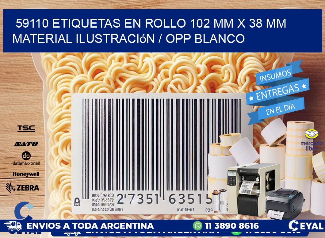59110 Etiquetas en rollo 102 mm x 38 mm material Ilustración / OPP Blanco