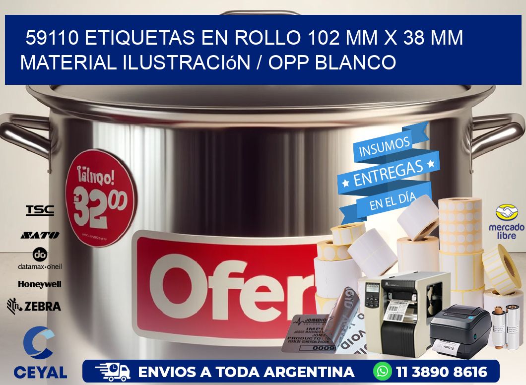 59110 Etiquetas en rollo 102 mm x 38 mm material Ilustración / OPP Blanco