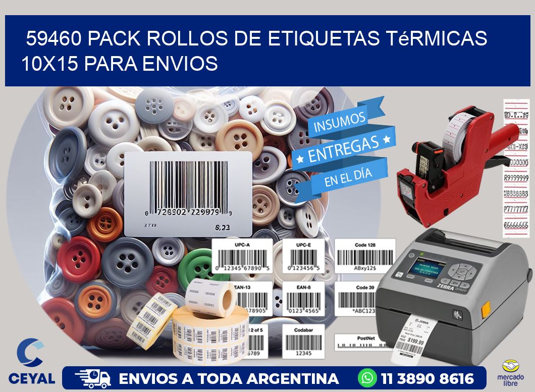 59460 pack rollos de etiquetas térmicas 10x15 para Envios
