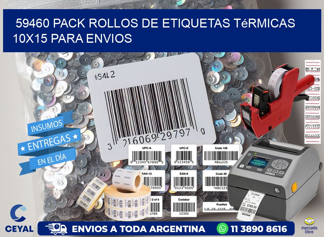 59460 pack rollos de etiquetas térmicas 10×15 para Envios