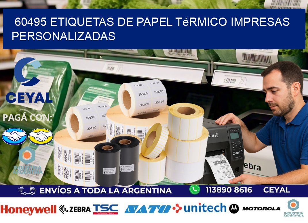 60495 Etiquetas de papel térmico impresas personalizadas