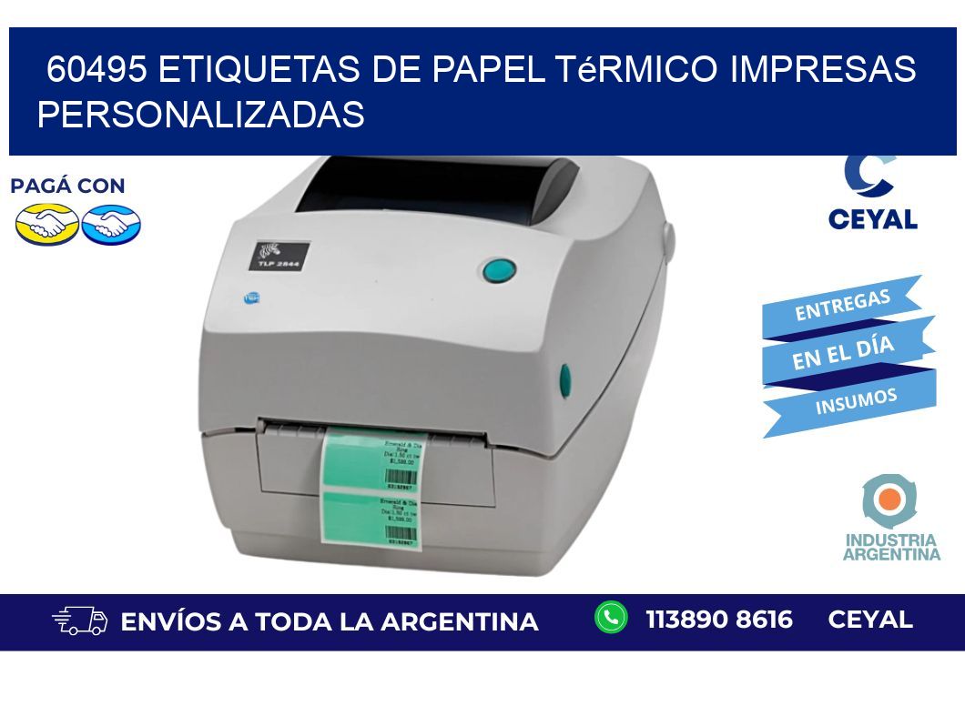 60495 Etiquetas de papel térmico impresas personalizadas