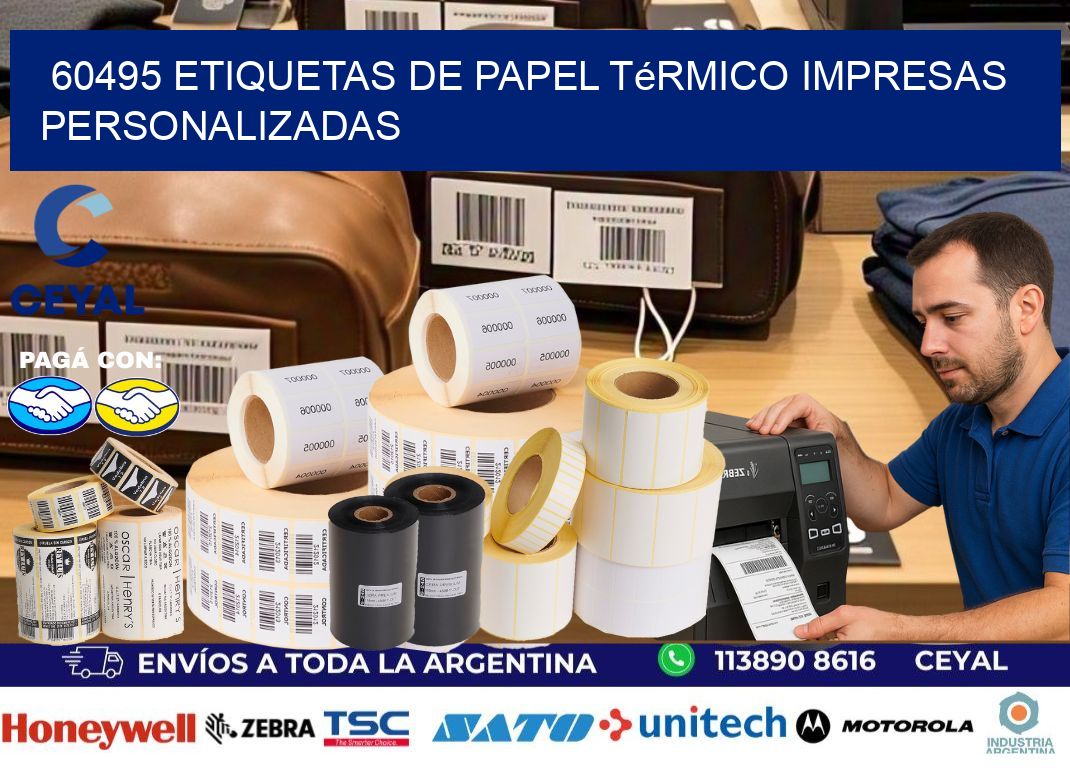 60495 Etiquetas de papel térmico impresas personalizadas