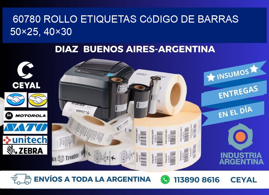 60780 rollo etiquetas código de barras 50×25, 40×30