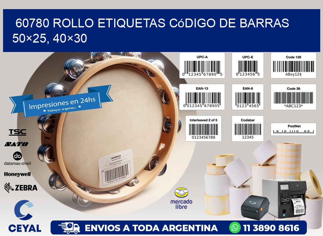 60780 rollo etiquetas código de barras 50×25, 40×30