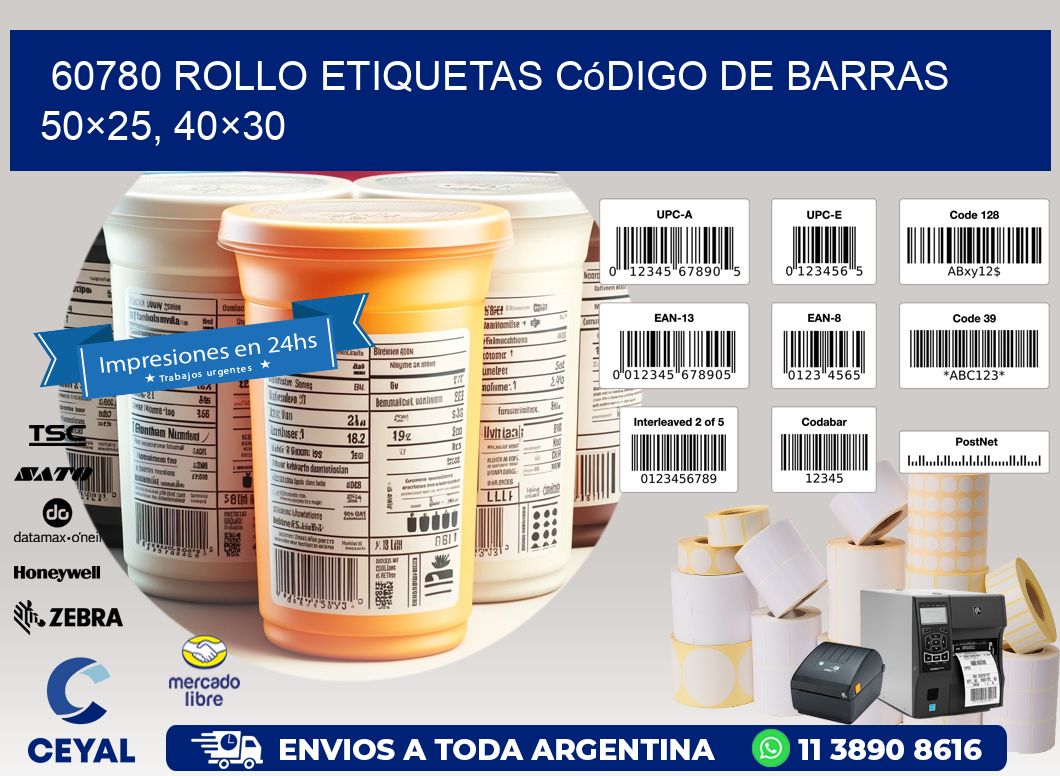 60780 rollo etiquetas código de barras 50×25, 40×30