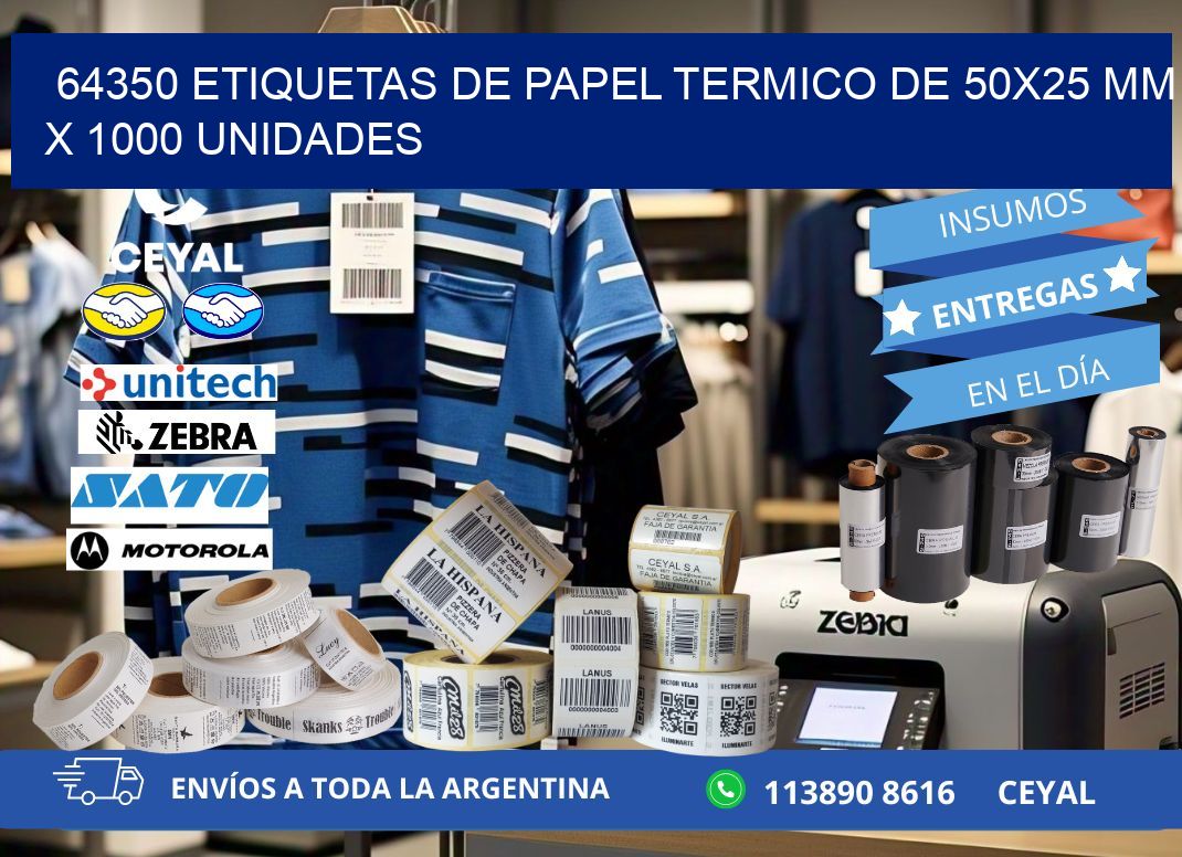 64350 Etiquetas De Papel Termico De 50x25 Mm X 1000 Unidades