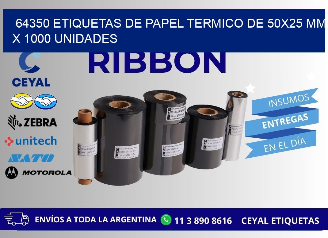 64350 Etiquetas De Papel Termico De 50x25 Mm X 1000 Unidades